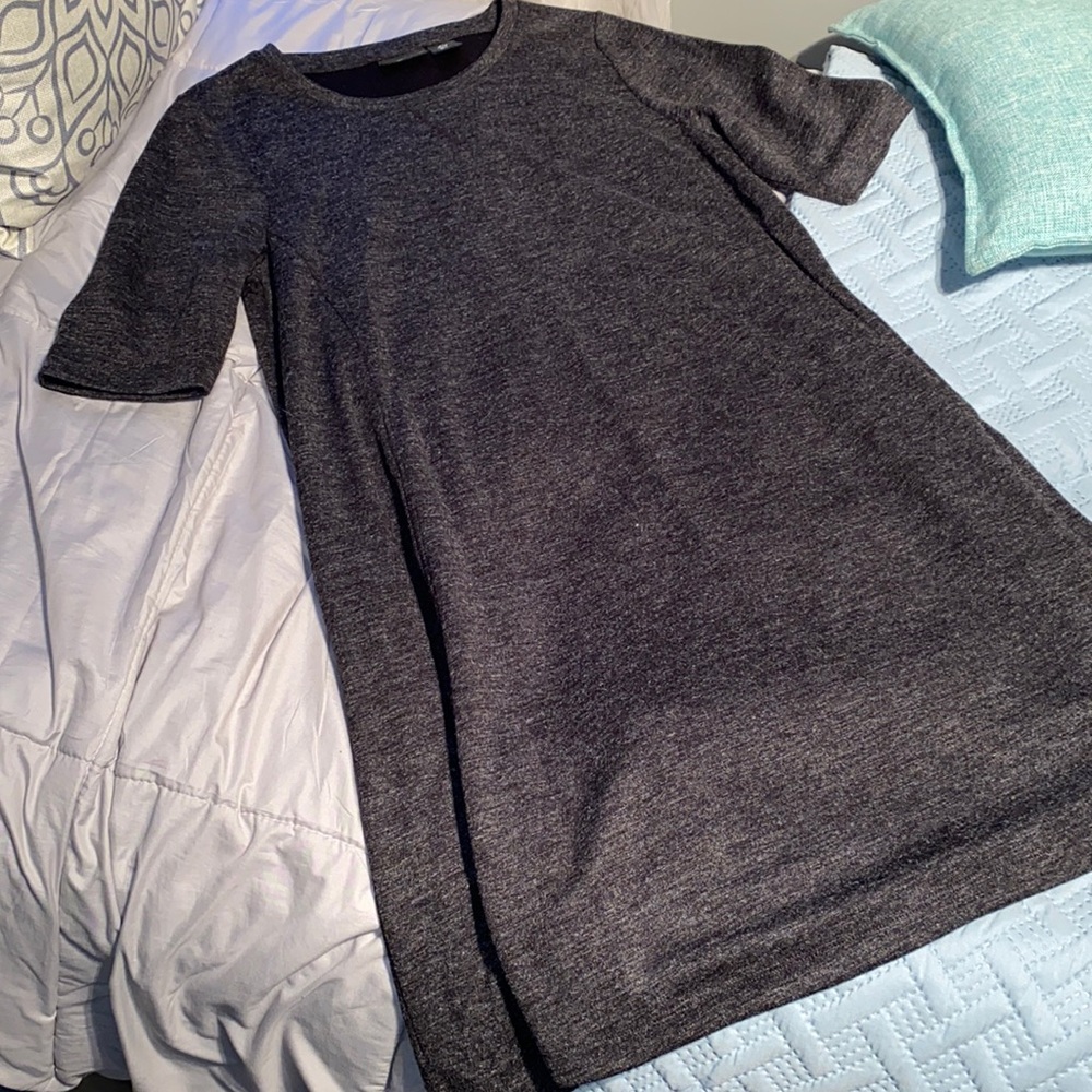 ADRIENNE VITTADINI  short sleeve round neck smock dress dark grey Merle Large